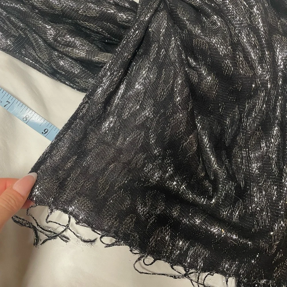 Black Silver Shimmer Leopard‎ Scarf
